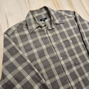 Zanella Shirt Men's MED Brown Plaid Striped Long Sleeve Button Up Made Italy M